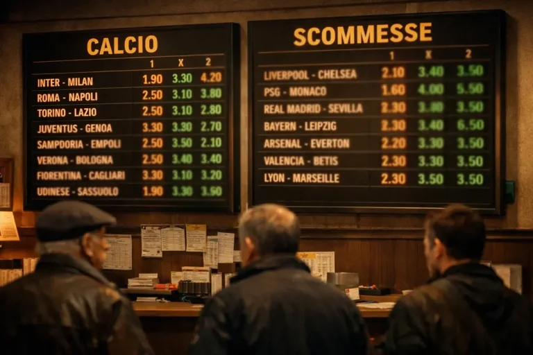 Due tabelloni di quote affiancati in un centro scommesse con numeri illuminati