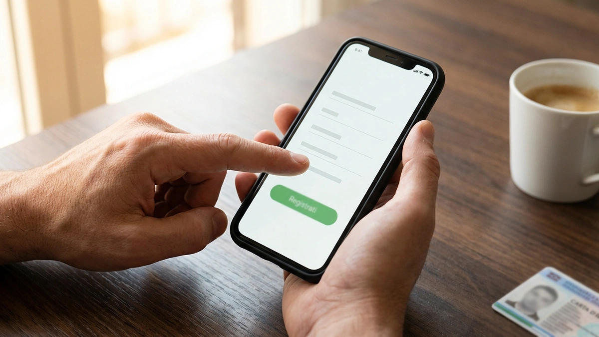 Persona che compila modulo di registrazione Better su smartphone